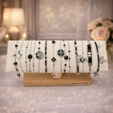 copy of Pack de 12 bracelets acier - argenté noir